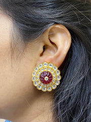 Big Kundan Stud Earrings For Women