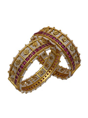 beautiful and durable Brinda gold plated Ruby Stone and Pearl Bangles for women