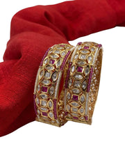 Designer Ruby Polki Bangles Set For Women 