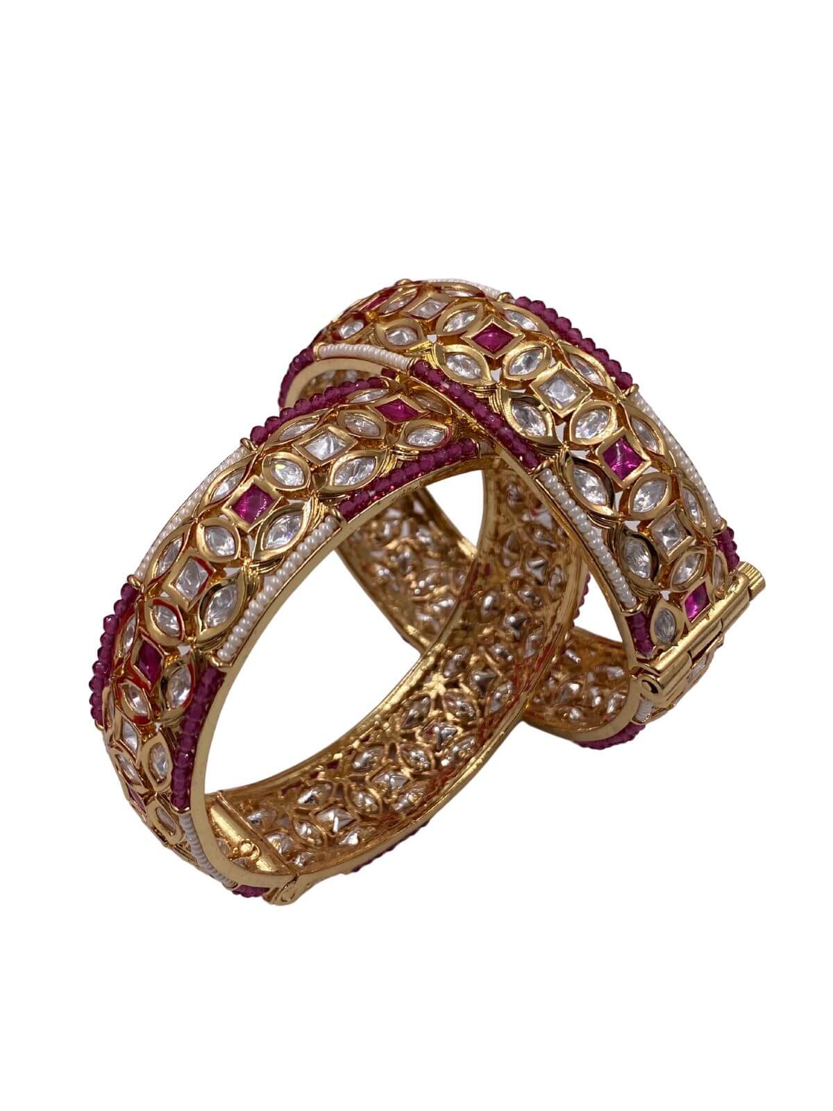 Designer Ruby Polki Bangles Set For Women 