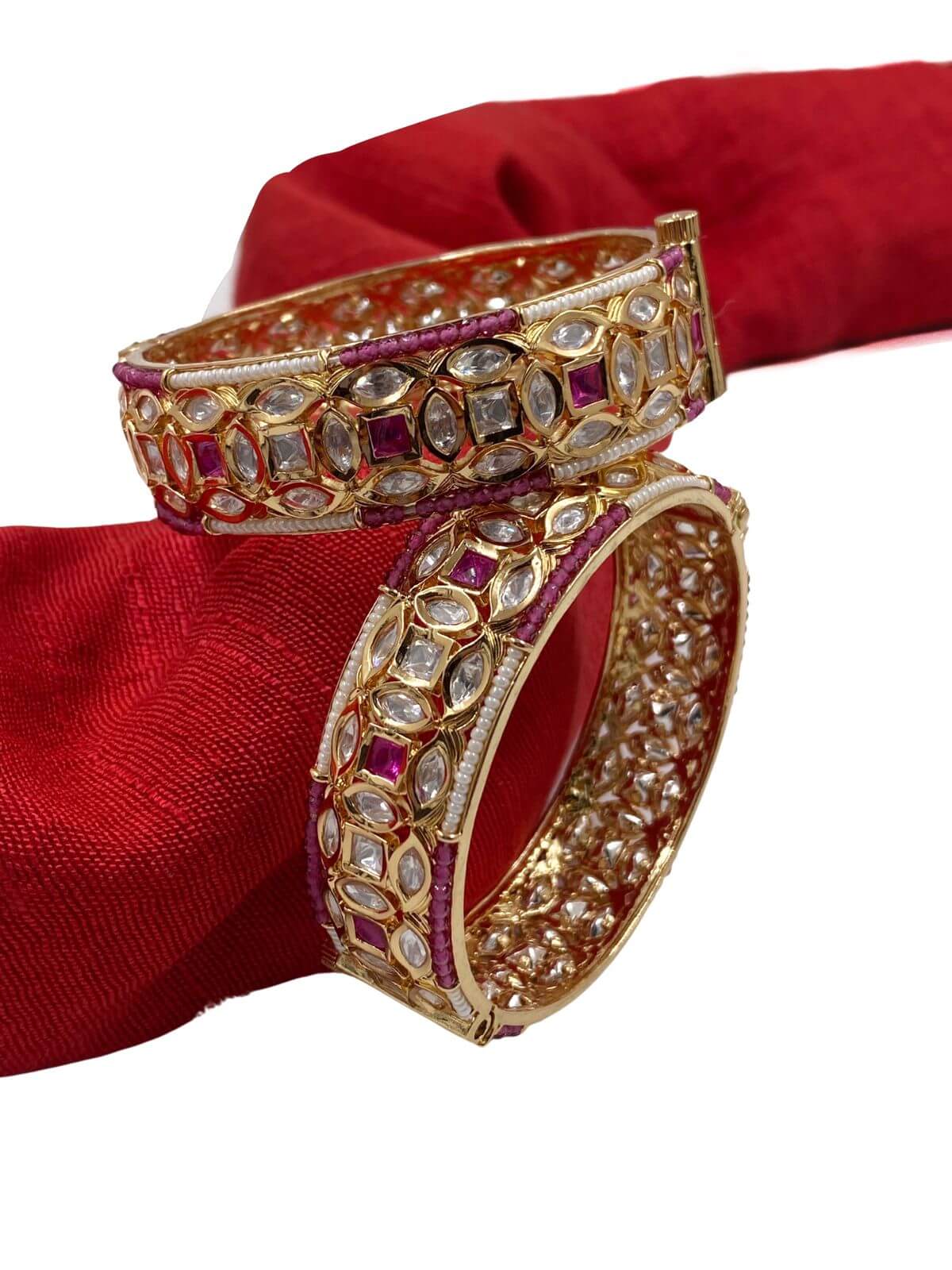 Designer Ruby Polki Bangles Set For Women 