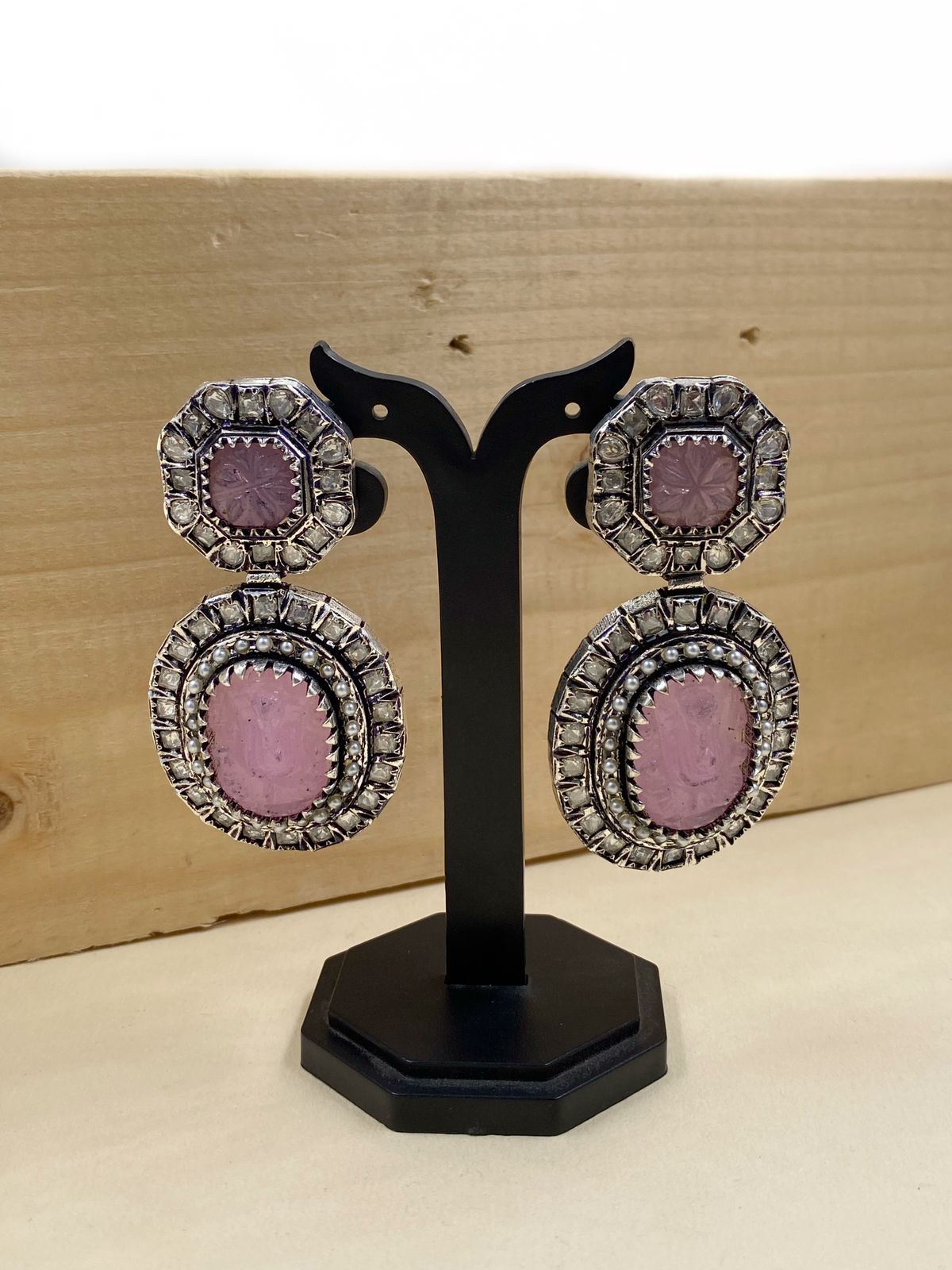 Designer Silver Plated Ganesha Long Polki Earrings for Women