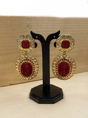 Designer Gold Plated Ganesha Long Polki Earrings | Women Earrings By Gehna Shop