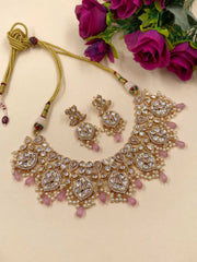 Designer Pink Polki Wedding Jewellery Necklace