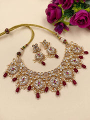 Designer Red Polki Wedding Jewellery Necklace