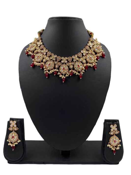 Designer Red Polki Wedding Jewellery Necklace