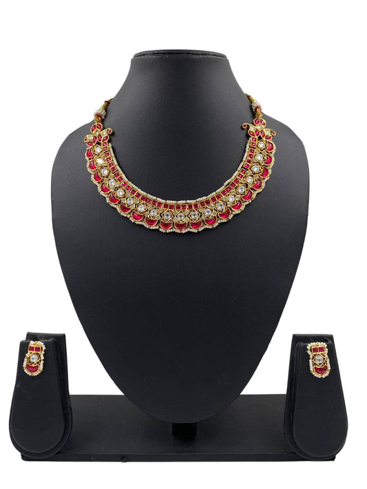 Buy Siya Gold Plated Ruby And Polki Jewellery Necklace Set For Women –  Gehna Shop
