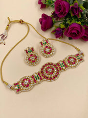  Designer Modern Look Ruby Polki Choker Jewellery Set for weddings and parties 