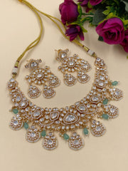 Kundan Polki Bridal Jewellery Necklace Set. 