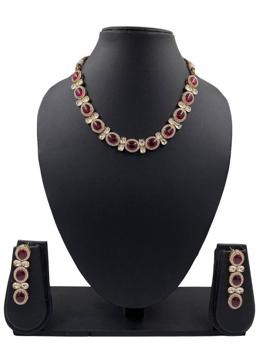 Samantha Delicate AD And ranipink Polki Necklace Set 