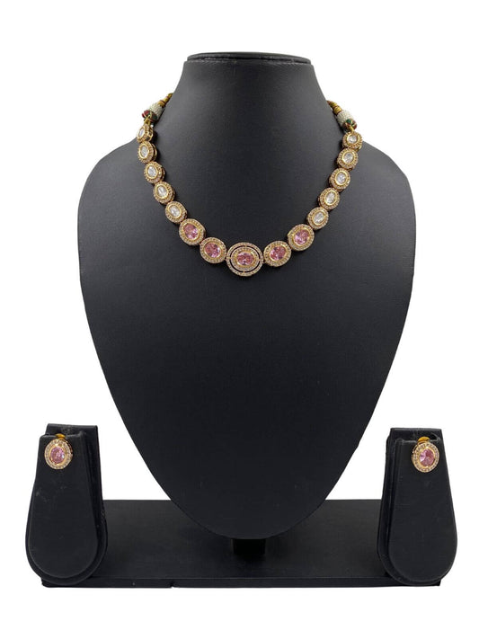 Sayali gold short Polki Party Wear Necklace Set