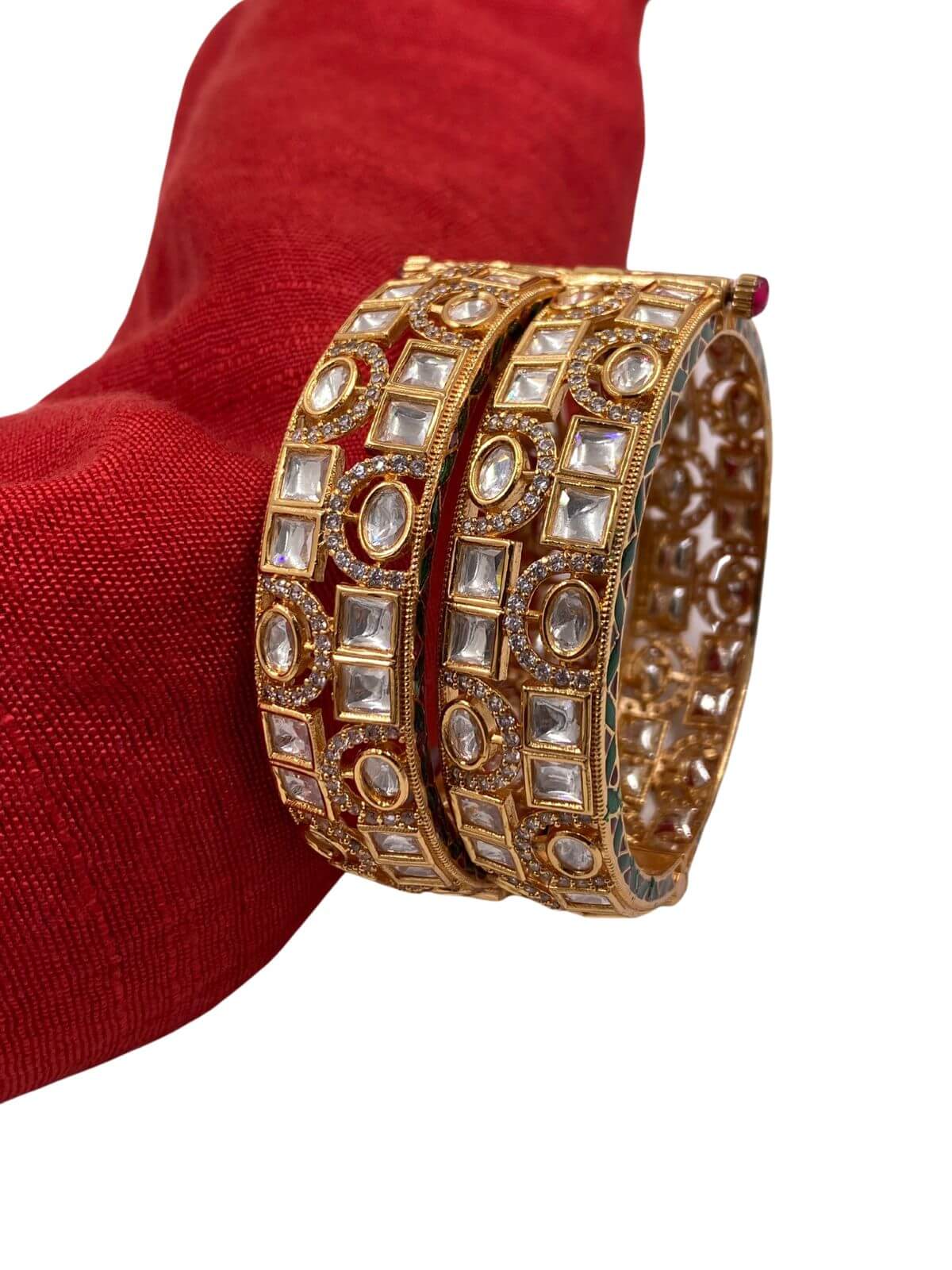 Vijya gold plated Kundan Polki Bangle Set for weddings and special occasions online 