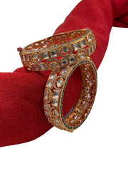 Vijya Gold Plated Kundan Polki Bangle Set By Gehna Shop