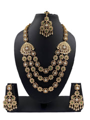 Heavy Quality Layered Bridal Polki Necklace Set for wedding