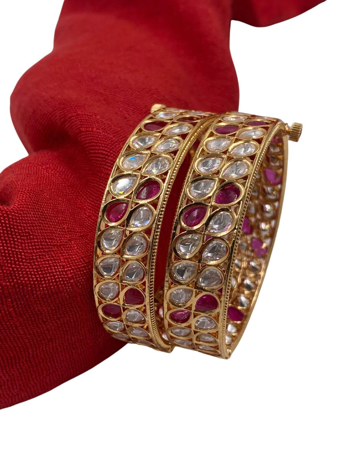 Traditional Designer Polki Kada Bangles Set By Gehna Shop