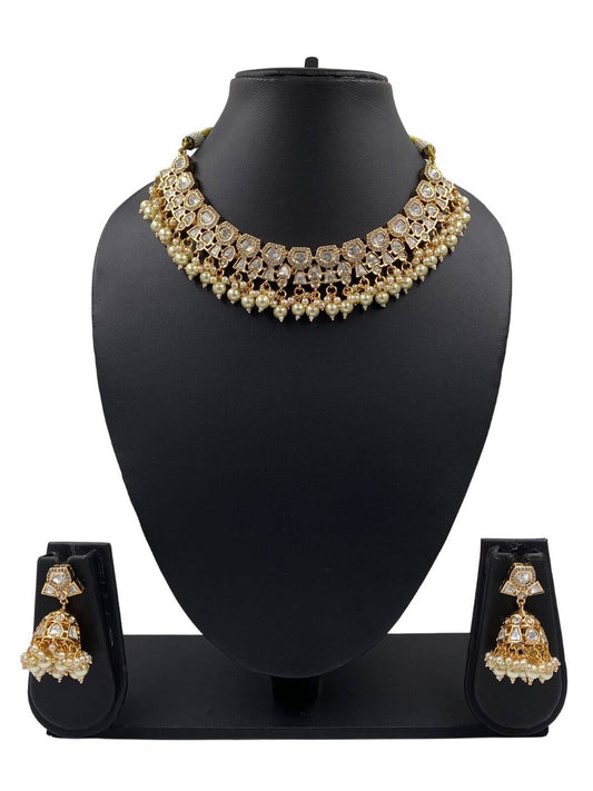  Short Kundan Pink Polki Necklace Set | Party Wear Jewellery Online 