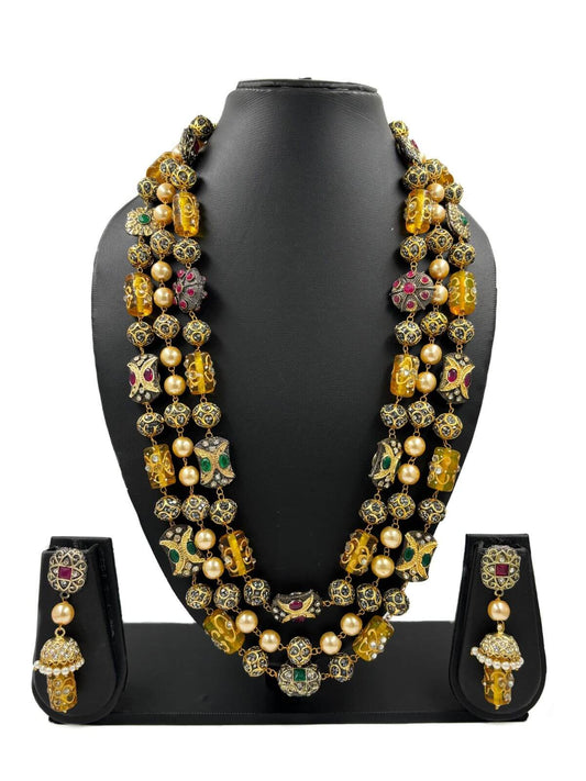 Vintage Glass & Crystal Loopover Multicolored Beaded Necklace (A1987) -  Ruby Lane