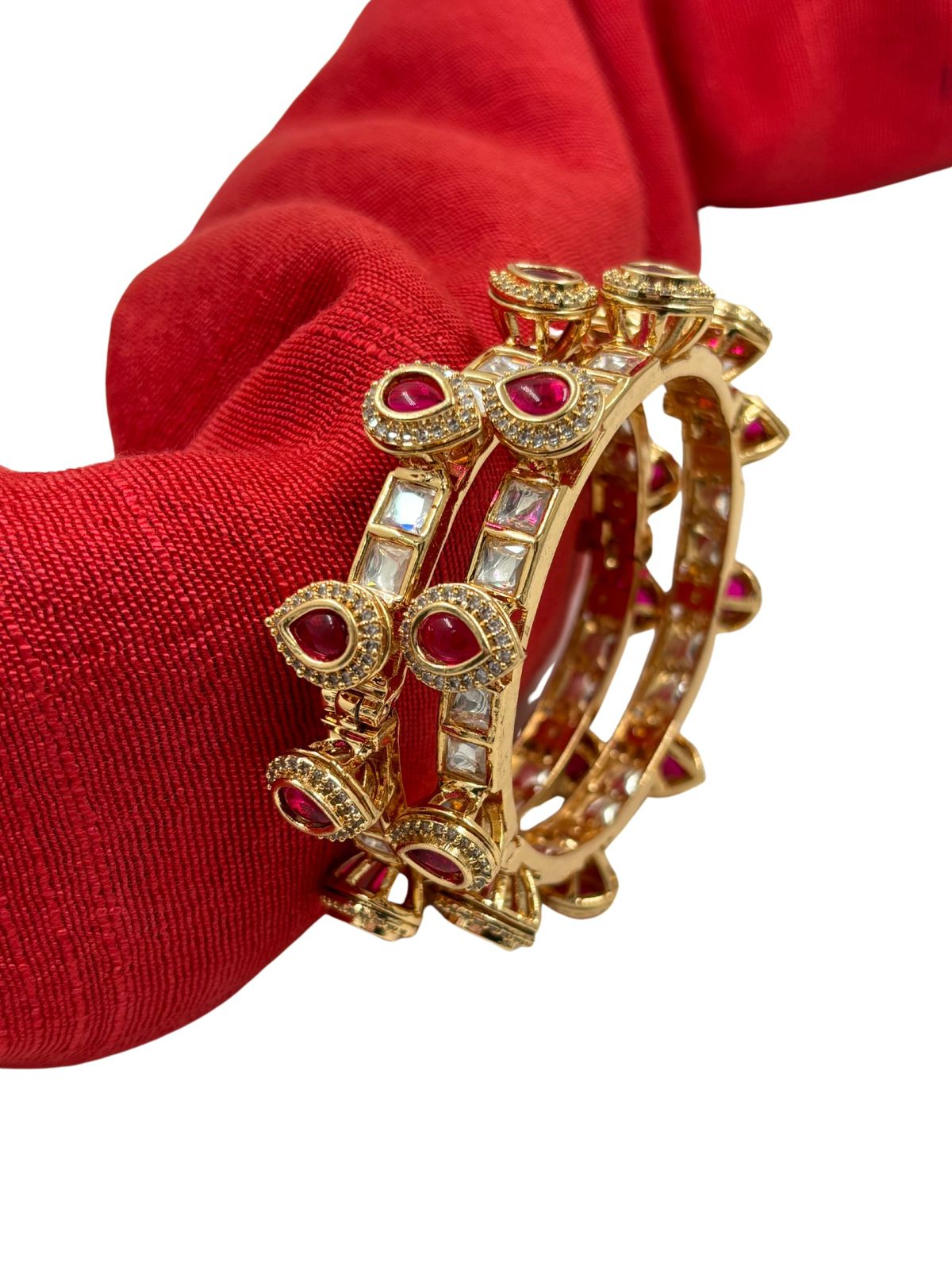 Tara Rose Gold Polish Polki Pacheli Bangles By Gehna Shop