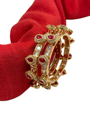 Tara Rose Gold Polish Polki Pacheli Bangles By Gehna Shop