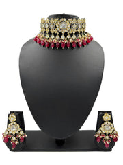 Vini Modern Look Dual Tone Victorian Kudnan Polki Choker Necklace Set for weddings and parties online