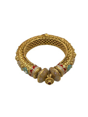 Chavi Gold Plated Antique Nakshi Kada Bracelet With Meenakari By Gehna Shop