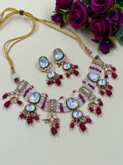  Beautiful Red Polki Pearl Choker Necklace Set | Choker Jewellery 