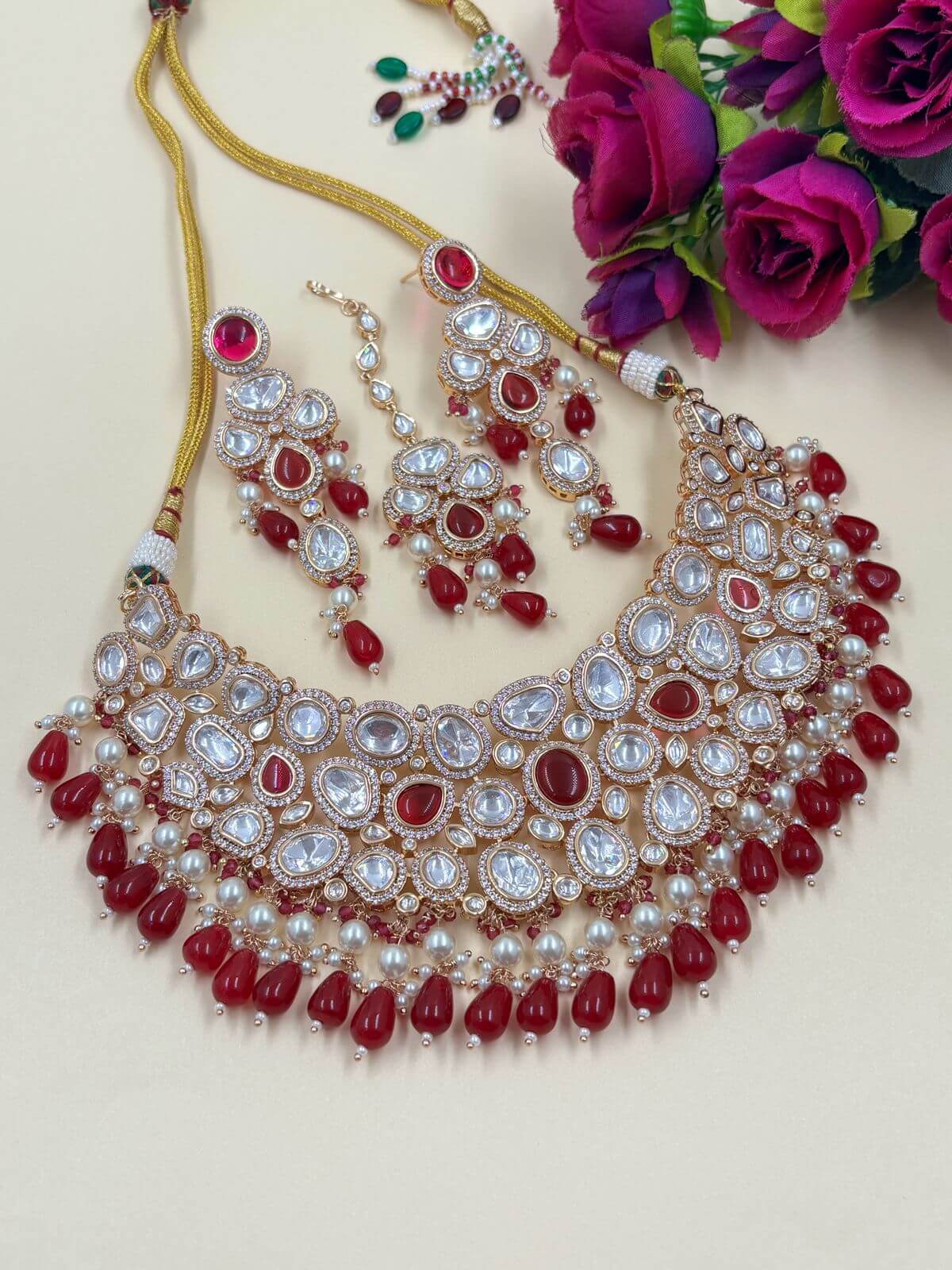 Padmini Kundan Polki Bridal Necklace Set | Wedding Jewellery Set