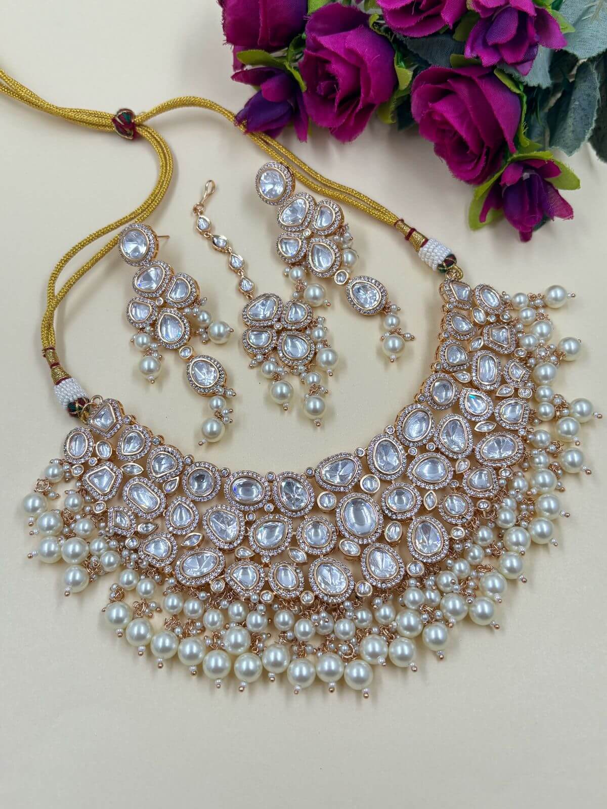 Buy Padmini Kundan Polki Bridal Necklace Set Wedding Jewellery