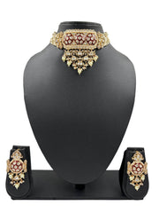 Priamvada Stunning Royal Look Kundan Polki Choker Necklace Set