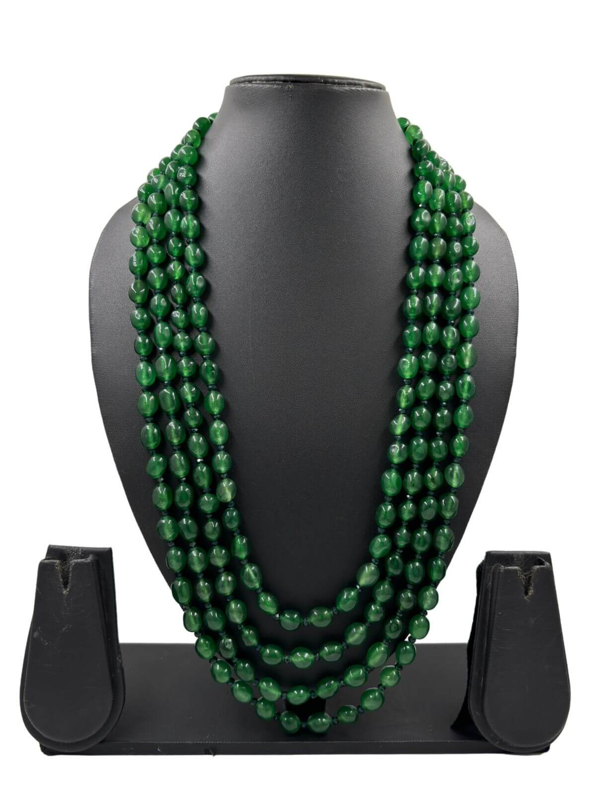 Multi Layered Semi Precious Green Jade Beads Necklace For Men And Women
