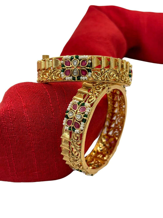 Sayali Gold Plated Antique Gold Bangles For Women By Gehna Shop