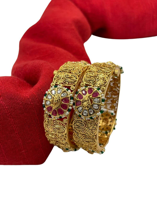 Artificial Gold Plated Antique Gold Bangles For Women By Gehna Shop