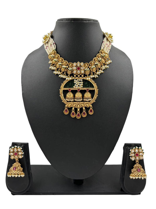 Designer Traditional Antique Gold Jewellery Necklace Set By Gehna Shop