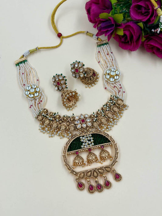 Designer Traditional Antique Gold Jewellery Necklace Set By Gehna Shop
