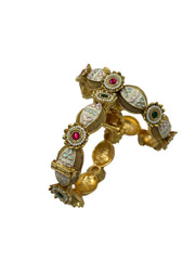 Tejasvini Beautiful Antique Gold Meenakari Kada Bangles | Latest Bangles For Women