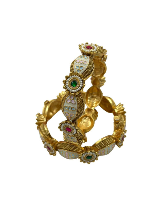 Tejasvini Beautiful Antique Gold Meenakari Kada Bangles | Latest Bangles For Women