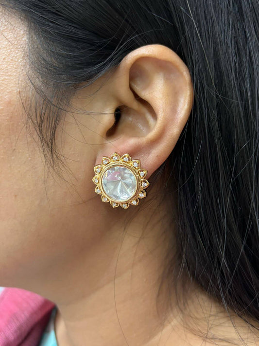 Maanvi Beautiful Kundan Polki Stud Earrings For Parties By Gehna Shop