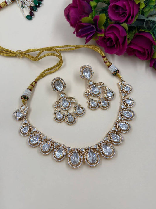 Modern Look Polki Jewellery Necklace Set | Party Wear Jewellery Set