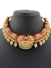 Designer Royal Rajputi Kundan Polki Hasli Necklace Set  By Gehna Shop