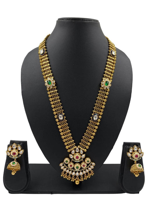 Sarika Long Antique Kundan Harm Necklace Set