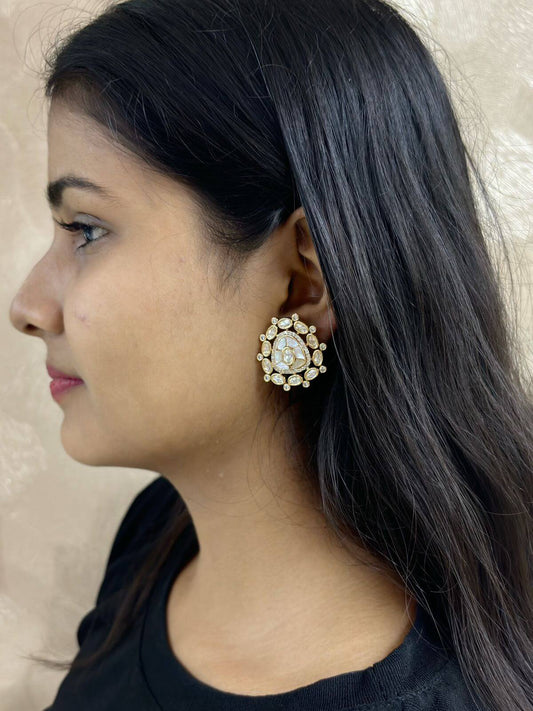 Maya Designer Polki Stud Earrings For Women 