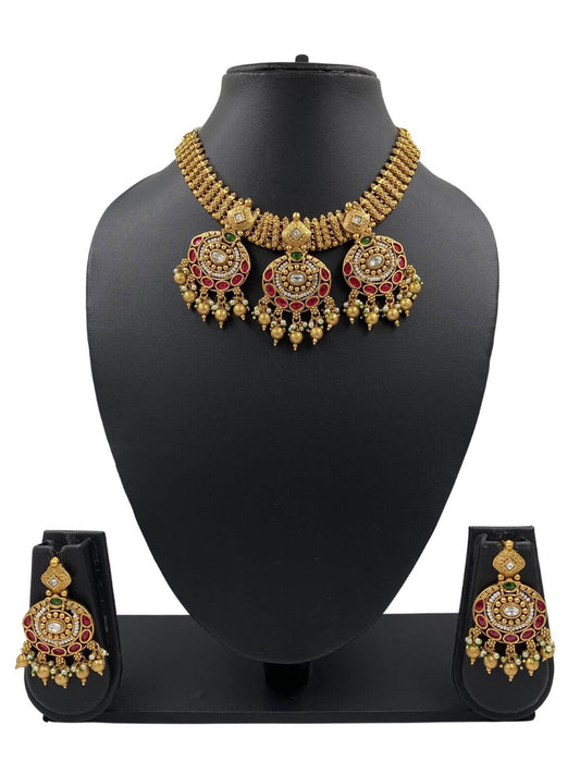 Designer Short Golden Necklace Sets