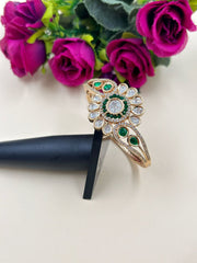 Sweety Flower Design Polki Green Bracelet For Women