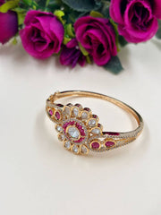 Sweety Flower Design Polki Pink Bracelet For Women