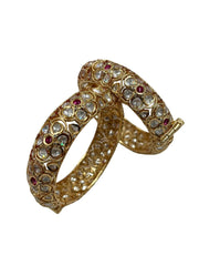 Beautifuly Crafted Flower Design Polki Bangles For Women