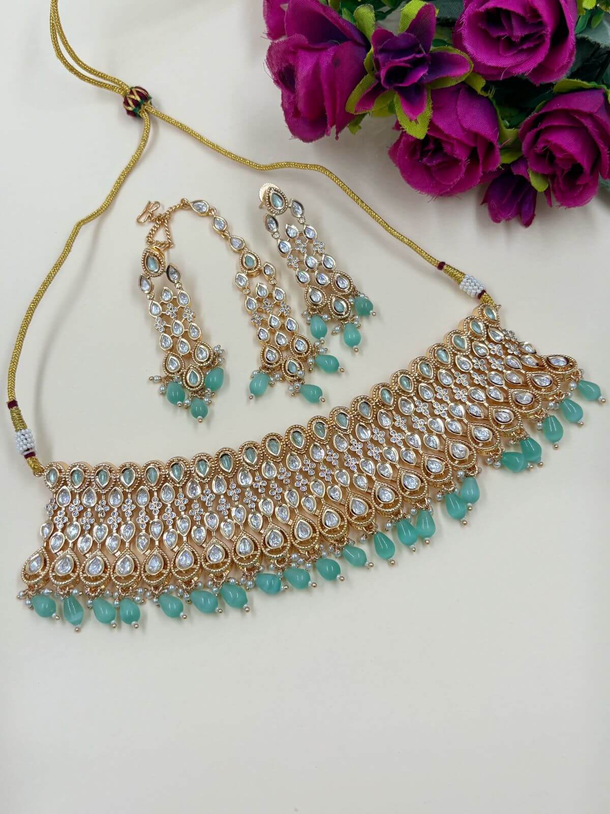 Beaded Wedding Jewelry Kadambari Designer Polki Kundan Bridal