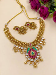 Mugdha Gold Plated Antique Gold Necklace Set For Women