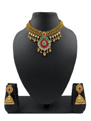 Mugdha Gold Plated Antique Gold Necklace Set For Women