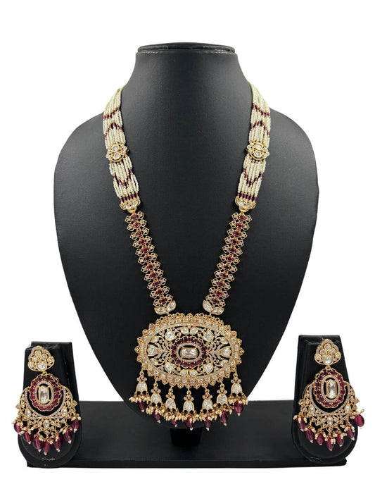 Designer Long Polki Necklace Set | Wedding Polki Jewellery