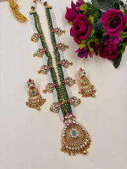 Sushmita Designer Long Antique Gold Necklace Set | Antique Gold Wedding Jewellery